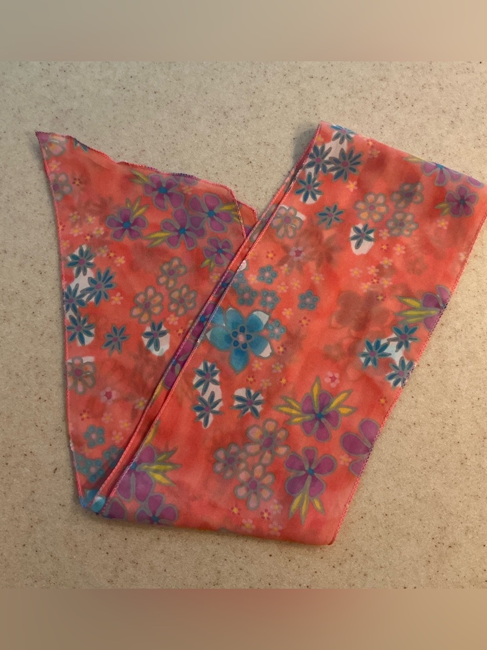 Floral Coral Lightweight Scarf Wrap